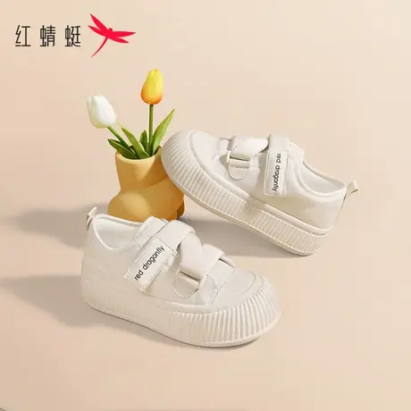 红蜻蜓厚底帆布鞋女2023新款女板鞋春秋款魔术贴百搭饼干小白鞋女图片