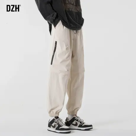 男士杏色休闲冲锋裤男束脚宽松潮牌裤子男裤2023年新款速干登山裤商品大图