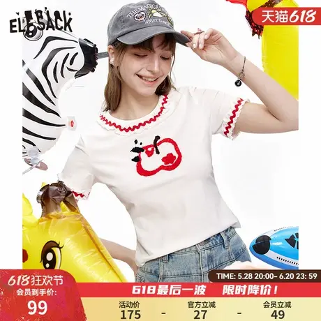 妖精的口袋bm风熊猫短袖t恤女2025春夏新款设计修身显瘦短款上衣图片