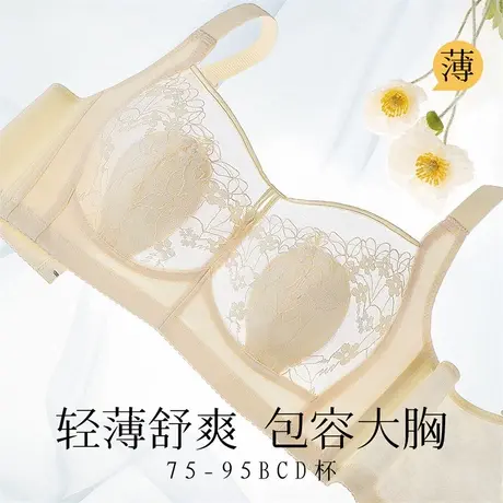 梦芭蒂夏季2025年新款超薄水晶杯内衣女大胸显小无钢圈收副乳文胸商品大图