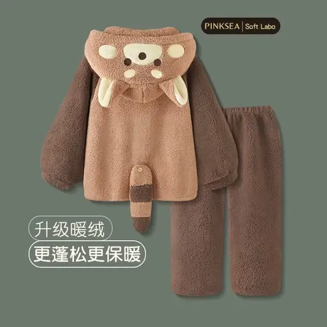 睡衣女冬季加厚保暖珊瑚绒套装2025新款可爱小熊猫秋冬女款家居服商品大图