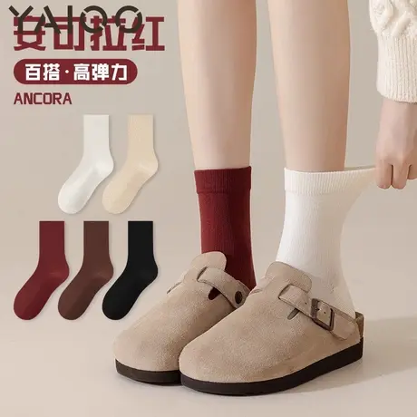 雅鹿袜子女中筒袜棉夏款长袜ins潮日系可爱卡通堆堆袜女士长筒袜商品大图