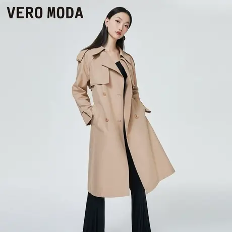 Vero Moda奥莱外套秋冬清仓休闲气质宽松中长款双排扣复古风衣女商品大图
