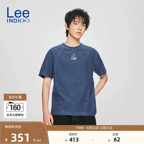 Lee商场同款25春夏新品舒适版圆领靛蓝色男短袖T恤LMT010108207商品大图