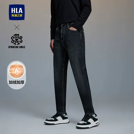 HLA/海澜之家SPRINTING SMILE系列牛仔裤25秋冬新加绒加厚裤子男商品大图