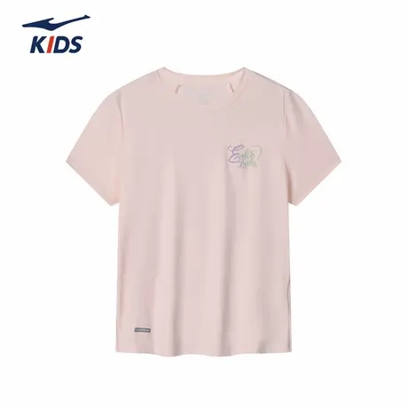 鸿星尔克童装短袖女童圆领针织短袖T恤2025夏季新款透气儿童上衣图片