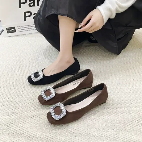 女鞋新款2023爆款时尚气质浅口水钻一脚蹬职业单鞋配裙子晚晚鞋潮商品大图