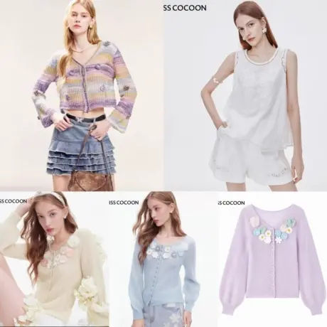 【七七酱直播间】MISS COCOON白色镂空亚麻上衣无袖背心上衣女商品大图