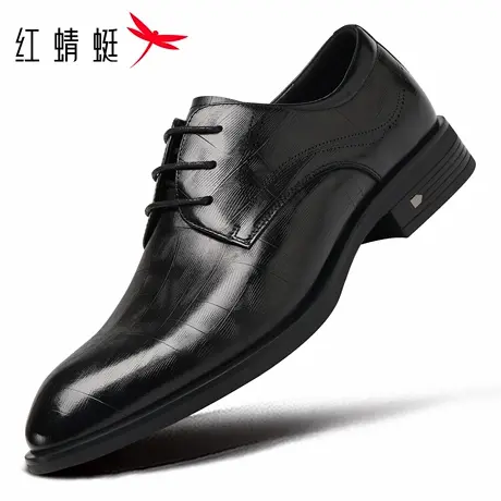 红蜻蜓男鞋秋季新款鞋子男士尖头休闲商务正装皮鞋男真皮牛皮英伦商品大图