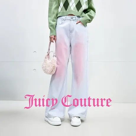 Juicy Couture橘滋牛仔裤女2025年秋季新款渐变喷印直筒休闲长裤商品大图
