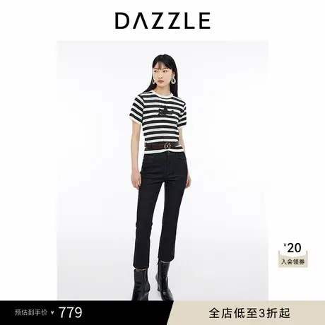 DAZZLE地素奥莱 针织T恤春夏女装小鸟条纹毛衣商品大图