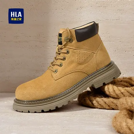 HLA/海澜之家男鞋新款秋季复古潮流高帮工装鞋户外耐磨大黄靴百搭图片
