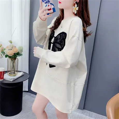 中长款蝴蝶结圆领卫衣女秋季2023新款宽松慵懒风洋气减龄甜美上衣商品大图