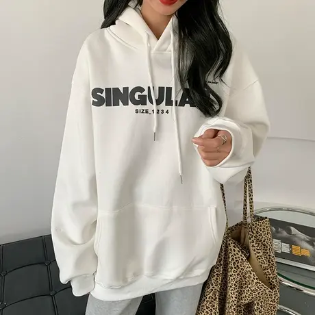 卫衣女2023新款爆款女士秋冬慵懒风加绒加厚冬季春秋款连帽外套冬商品大图