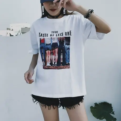 夏季新款小众设计感薄款上衣服别致甜酷宽松白色ins短袖T恤女装潮图片