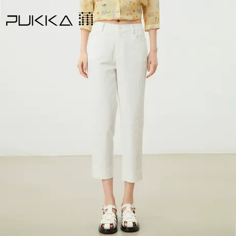 蒲PUKKA 原创设计春夏高密织棉混纺显瘦百搭九分小脚裤子商品大图