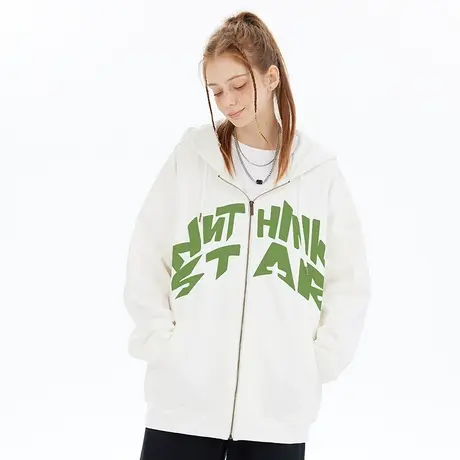 Nuthink国潮加绒加厚大码开衫连帽拉链卫衣潮牌男潮加肥加大外套商品大图