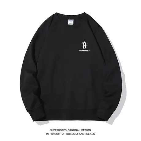 美式潮流圆领卫衣男早秋设计感简约字母印花宽松休闲无帽外套潮商品大图