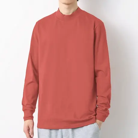 重磅纯棉长袖t恤男装半高领内搭打底衫纯色秋衣加绒加厚中领体恤商品大图