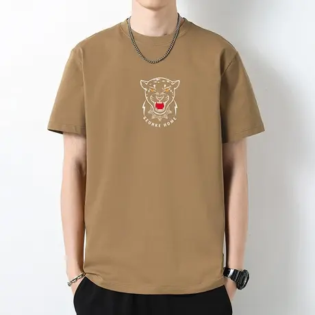 重磅纯棉短袖t恤男宽松夏季液氨长绒棉全棉半袖圆领上衣服体恤衫商品大图