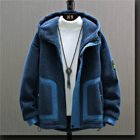 13男童羊羔绒外套加绒加厚中大童12-15岁男孩夹克棉服棉衣袄洋气商品大图