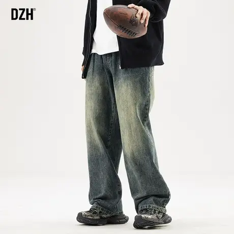 男士复古做旧牛仔裤男秋季美式高街休闲裤子宽松直筒长裤2025新款商品大图
