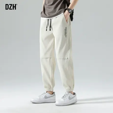 男士卡其色裤子男束脚休闲裤男春夏款潮牌男裤2023新款长裤束脚裤商品大图