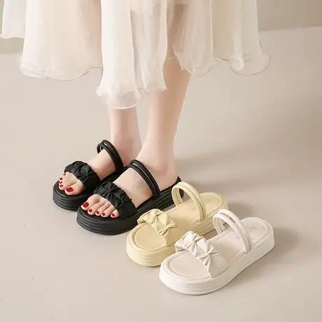 仙女风两穿凉鞋女2024夏季新款厚底法式晚风外穿凉拖罗马一字拖鞋商品大图