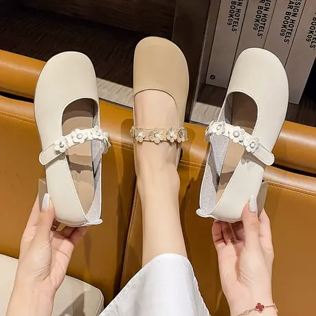 晚晚风温柔鞋法式单鞋女夏2024年秋季新款玛丽珍女鞋配裙子平底鞋图片
