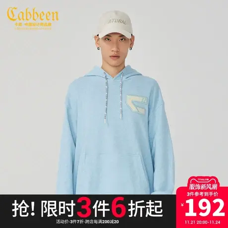 卡宾男装字母刺绣连帽卫衣潮流宽松上衣情侣同款W图片