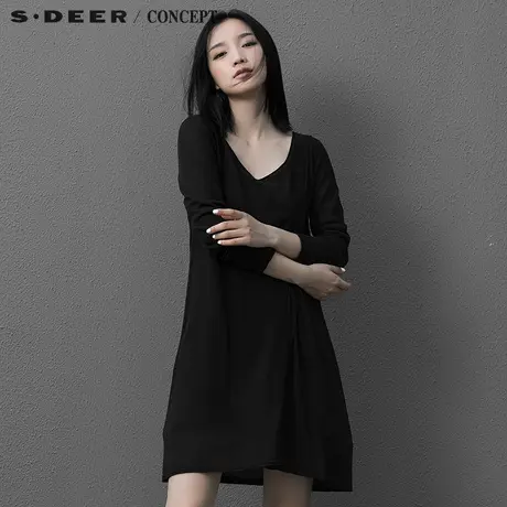 sdeer圣迪奥2017秋冬宽松廓版纯色针织衫S15383522🌉图片