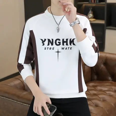 卫衣男2023新款春秋加绒加厚长袖外套潮流拼色保暖无帽冬装打底衫商品大图