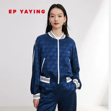 EP雅莹女装 国风重磅桑蚕丝暗纹提花夹克外套 2024春装新款1265A图片
