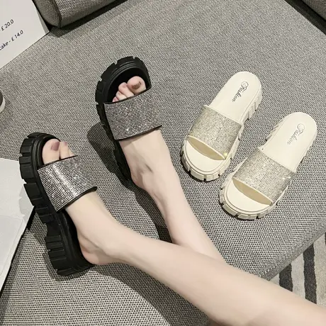 凉拖鞋女夏外穿2024新款时尚室内居家防滑厚底女款拖鞋小众高级感商品大图