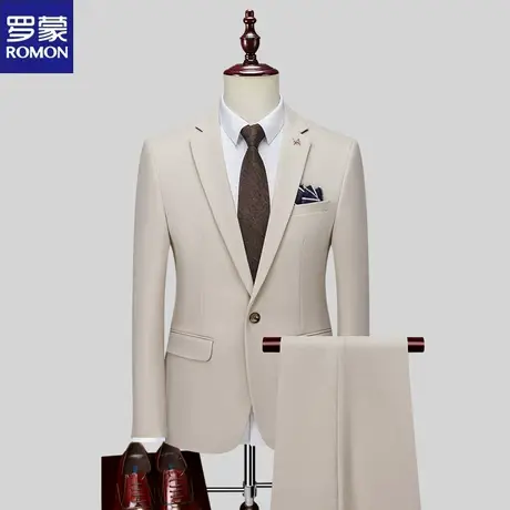 罗蒙西服套装男士两件套职业正装小西装韩版修身伴郎新郎结婚礼服图片