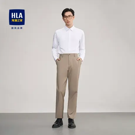 【加绒】HLA/海澜之家2023反面拉绒长袖衬衫绒感商务通勤白衬衣男图片