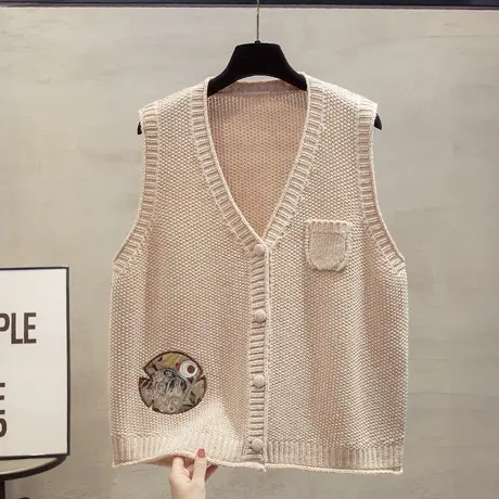 v领针织开衫马甲背心女2023秋装新款宽松外穿马夹外搭毛衣坎肩潮商品大图