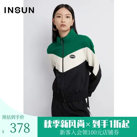 恩裳秋季时尚撞色拼接设计减龄休闲运动风外套女图片