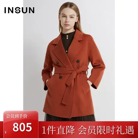 恩裳2022冬季经典双排扣设计纯羊毛保暖通勤毛呢外套商品大图