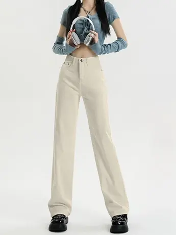 清仓捡漏美式高街秋春夏冬新款高腰阔腿拖地牛仔裤直筒裤高街长裤商品大图