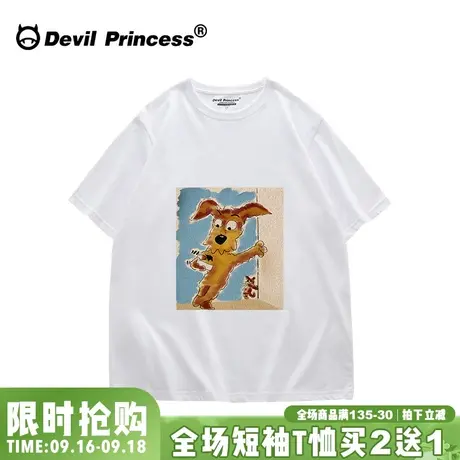 古着感港风超火街头潮牌白色短袖t恤女宽松大版夏季正肩半袖上衣图片