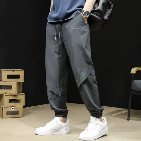 轻薄冰丝九分裤男夏季宽松束脚大码2023新款休闲裤子男士空调男裤商品大图