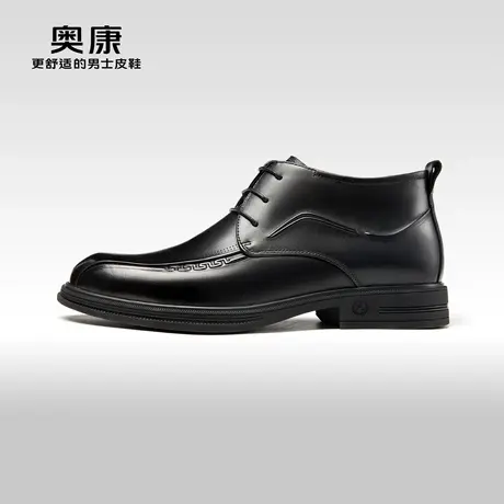 奥康男鞋2023冬季新款加绒保暖真皮短靴英伦高帮商务正装皮鞋男商品大图