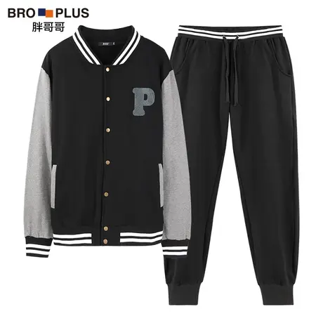 胖哥哥春秋加肥加大运动服卫衣胖子棒球服套装宽松大码男潮牌外套商品大图
