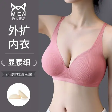 猫人外扩型胸内衣女小胸聚拢显大韩模蜜桃漫画胸加厚无钢圈文胸罩图片