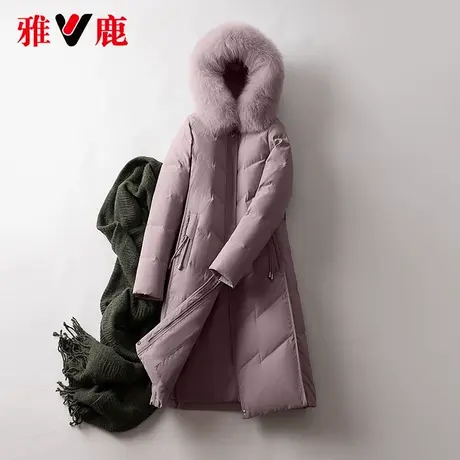 雅鹿大狐狸毛领羽绒服女中长款2022冬季新款加厚保暖连帽外套品牌商品大图