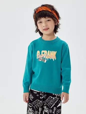 大嘴猴童装秋冬装新品儿童毛衣男童潮流中上衣圆领套头针织衫时尚商品大图