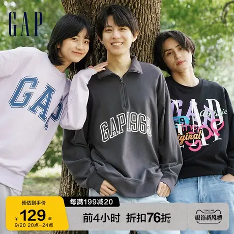 Gap男女装秋季新款LOGO法式圈织软卫衣602145街头风情侣上衣图片
