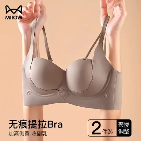 猫人提拉内衣女聚拢小胸无痕收副乳防下垂上托美背大胸显小文胸罩商品大图