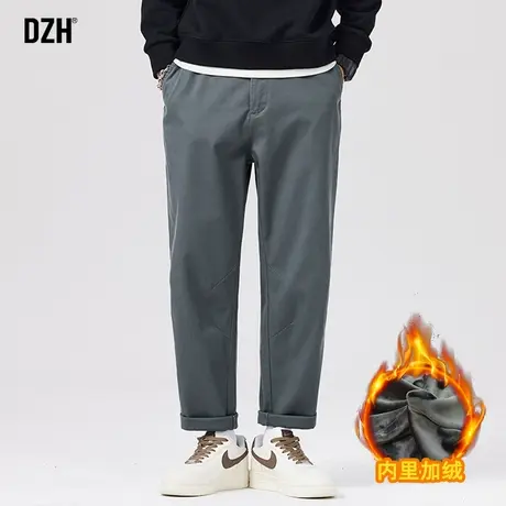 男士灰色加绒运动裤男冬季休闲裤加厚直筒裤美式工装裤潮牌男长裤商品大图